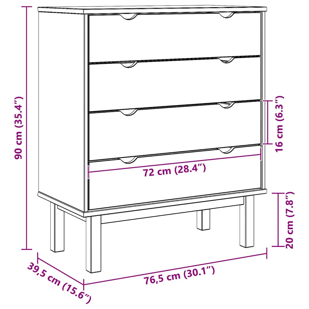 Ladekast OTTA 76,5x39,5x90 cm massief grenenhout is nu te koop bij PeponiXL, paradijselijk wonen!