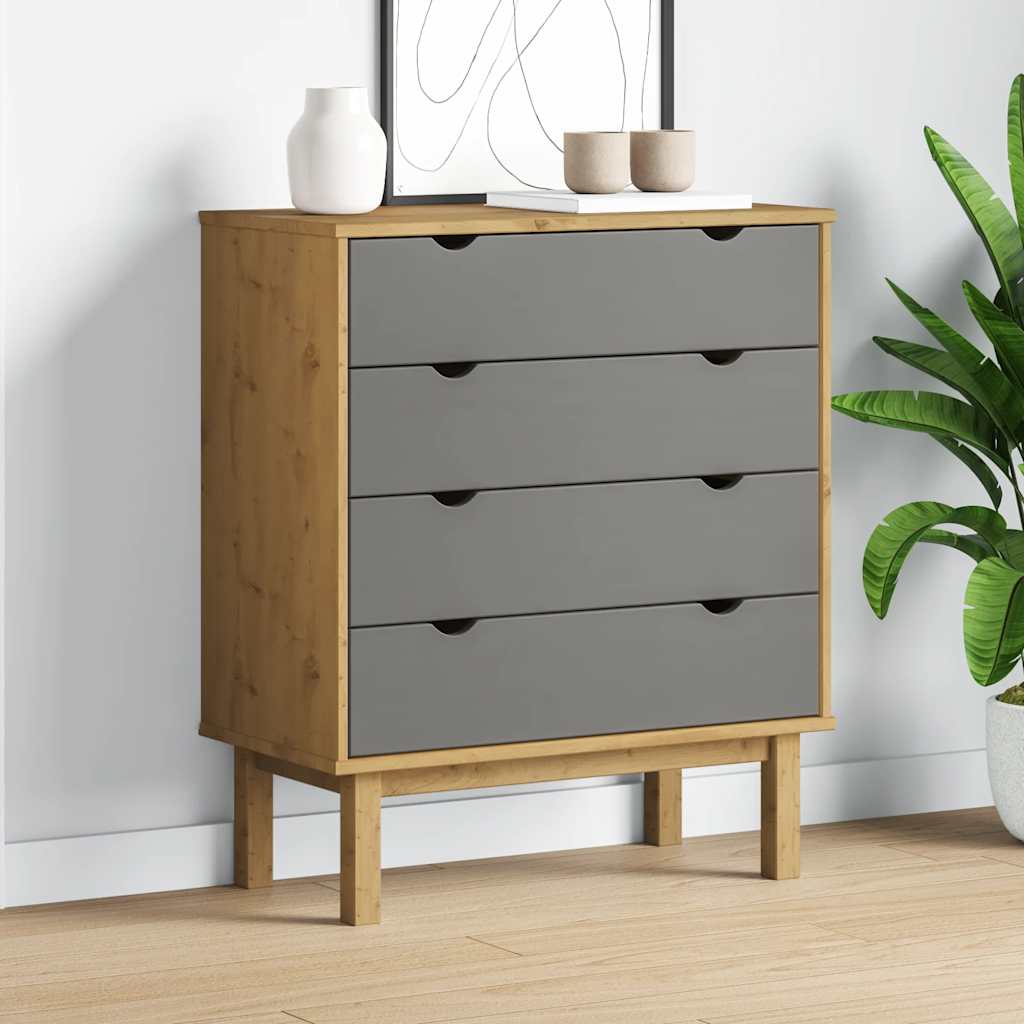 Ladekast OTTA 76,5x39,5x90 cm massief grenenhout bruin en grijs is nu te koop bij PeponiXL, paradijselijk wonen!