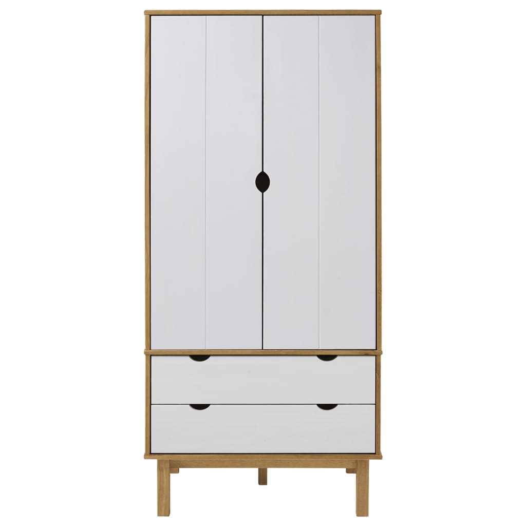 Kledingkast OTTA 76,5x53x172 cm massief grenenhout bruin en wit is nu te koop bij PeponiXL, paradijselijk wonen!
