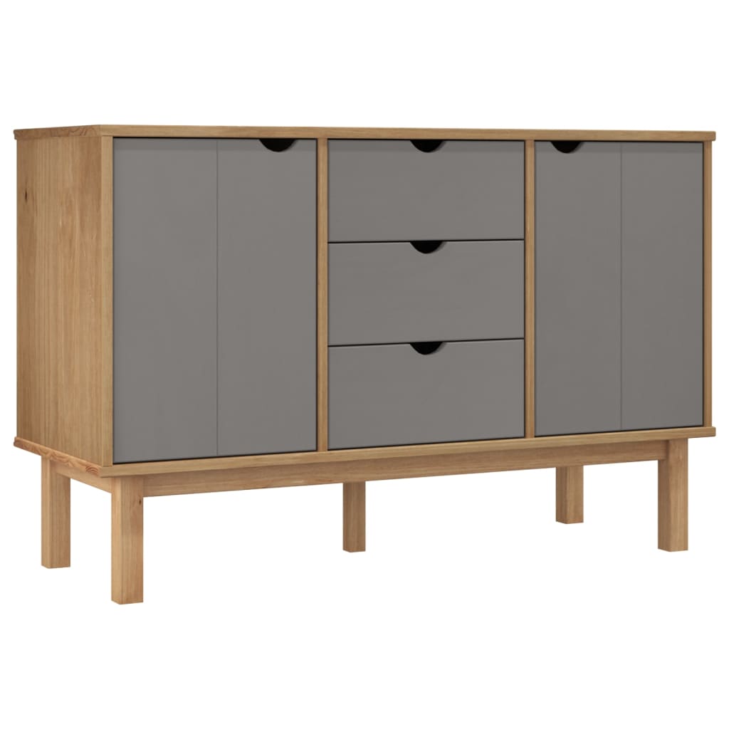 Dressoir OTTA 113,5x43x73 cm massief grenenhout bruin en grijs is nu te koop bij PeponiXL, paradijselijk wonen!
