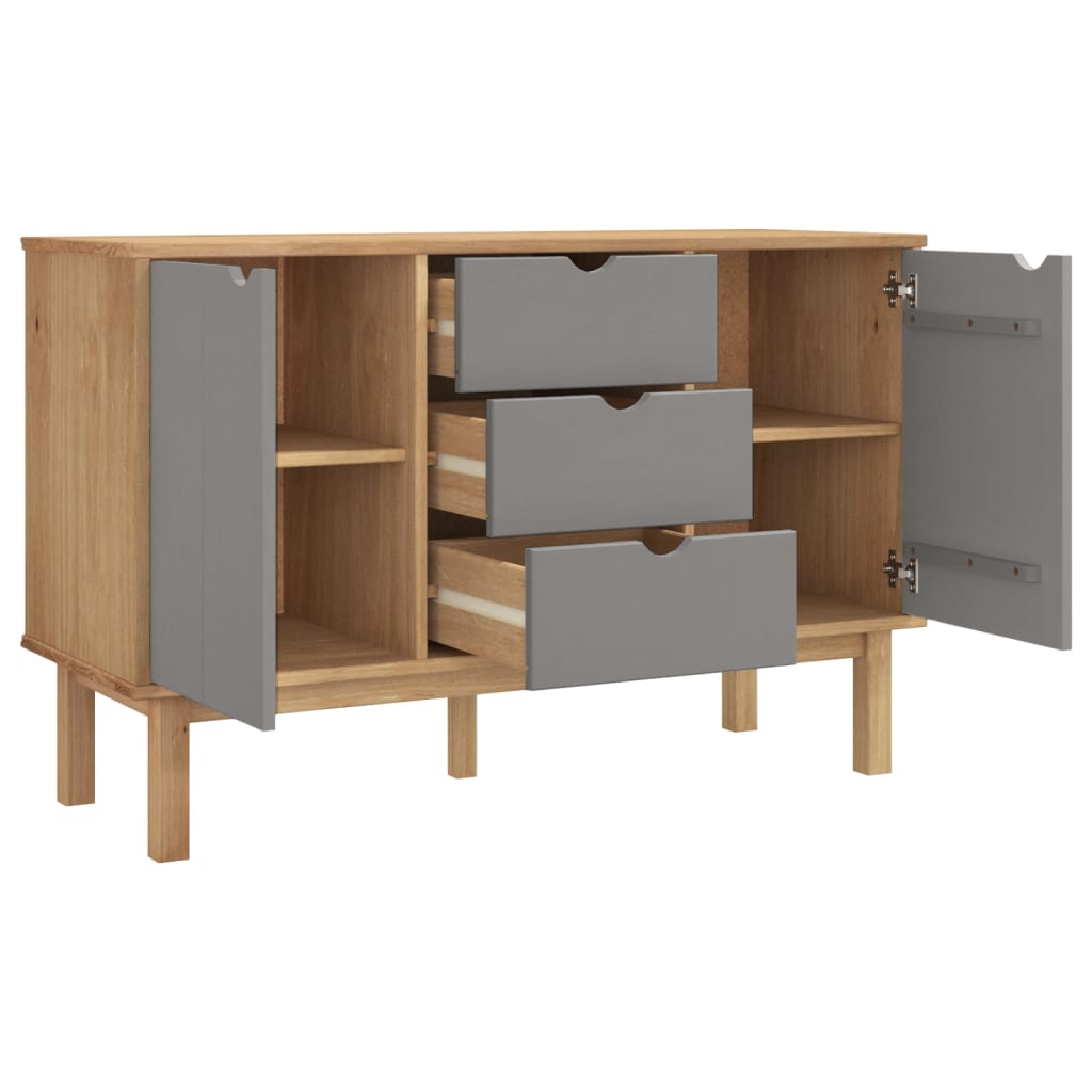 Dressoir OTTA 113,5x43x73 cm massief grenenhout bruin en grijs is nu te koop bij PeponiXL, paradijselijk wonen!