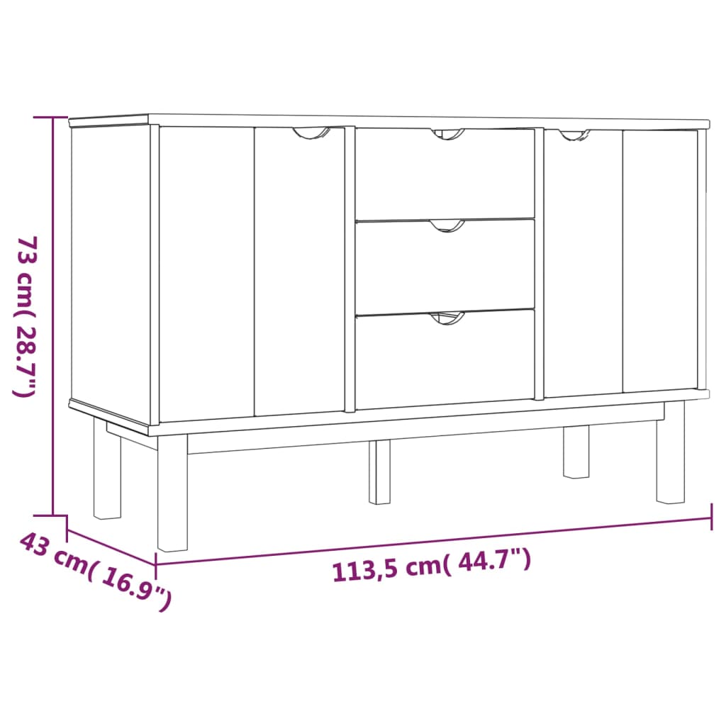 Dressoir OTTA 113,5x43x73 cm massief grenenhout bruin en grijs is nu te koop bij PeponiXL, paradijselijk wonen!