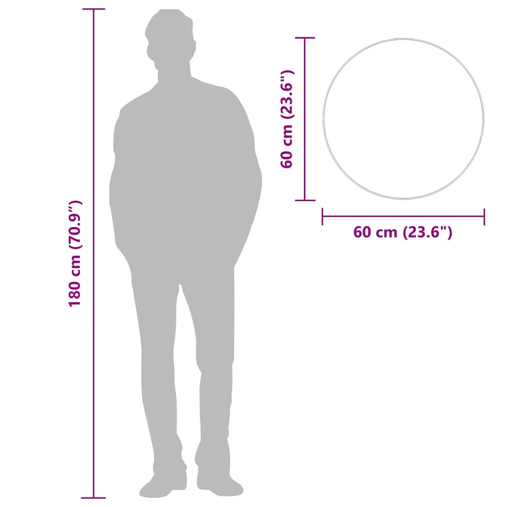 Wandspiegel rond Ø60 cm zilverkleurig is nu te koop bij PeponiXL, paradijselijk wonen!