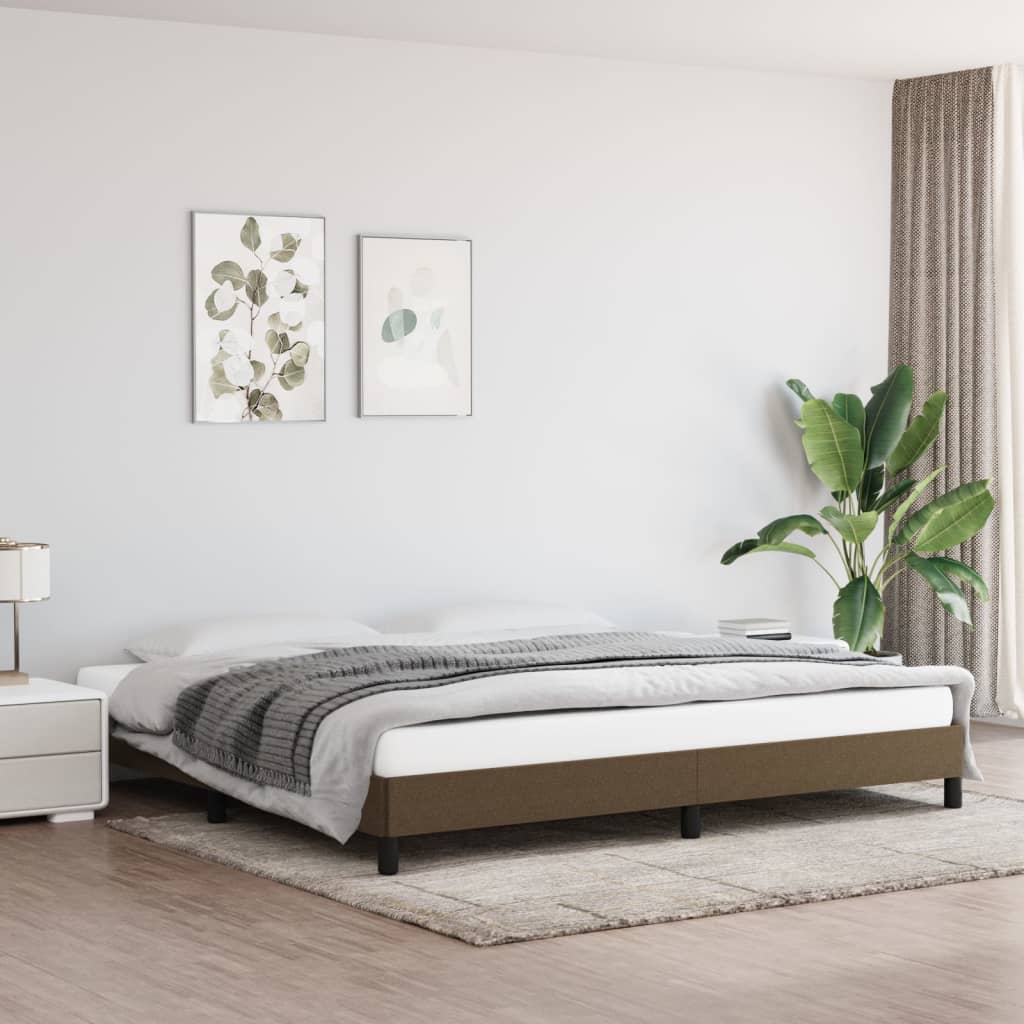 Bedframe zonder matras stof donkerbruin 200x200 cm is nu te koop bij PeponiXL, paradijselijk wonen!