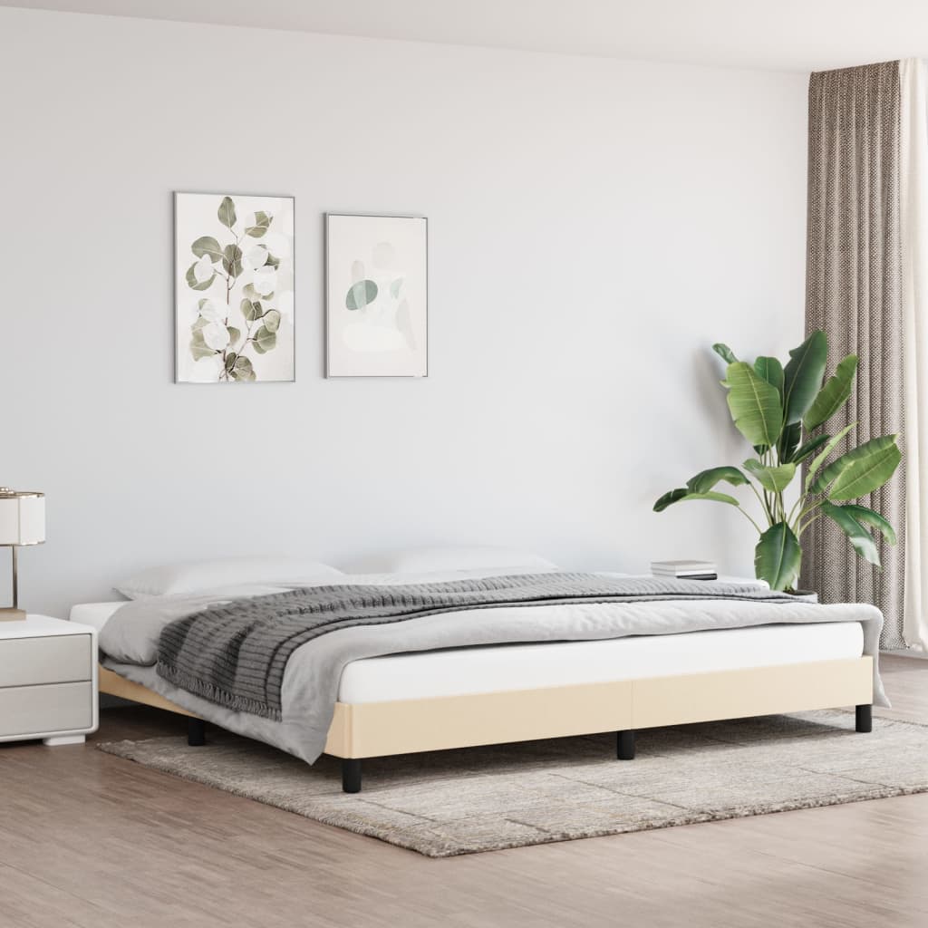 Bedframe zonder matras stof crèmekleurig 200x200 cm is nu te koop bij PeponiXL, paradijselijk wonen!
