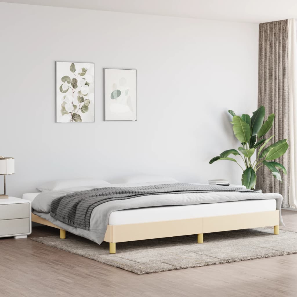 Bedframe zonder matras stof crèmekleurig 200x200 cm is nu te koop bij PeponiXL, paradijselijk wonen!