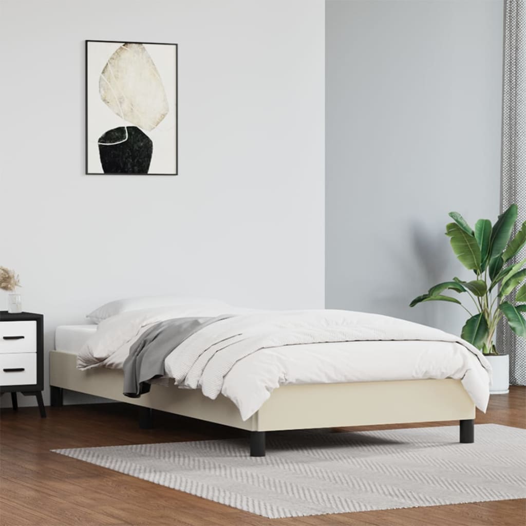 Bedframe kunstleer crèmekleurig 90x200 cm is nu te koop bij PeponiXL, paradijselijk wonen!