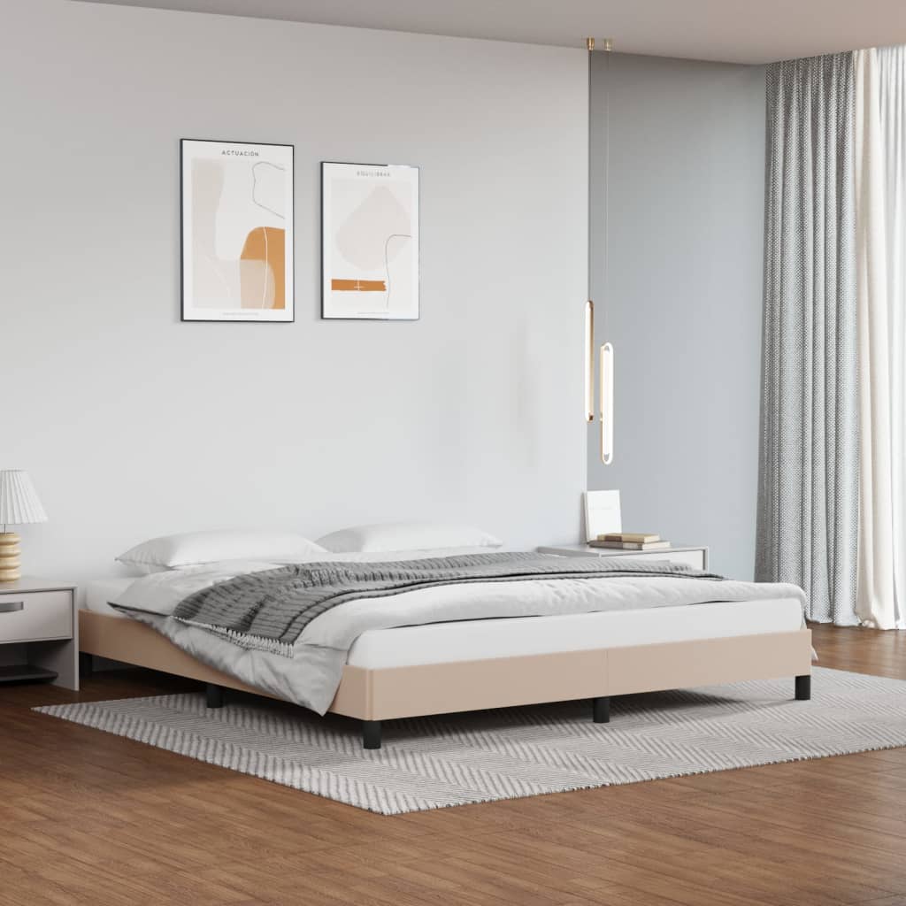 Bedframe kunstleer cappuccinokleurig 160x200 cm is nu te koop bij PeponiXL, paradijselijk wonen!