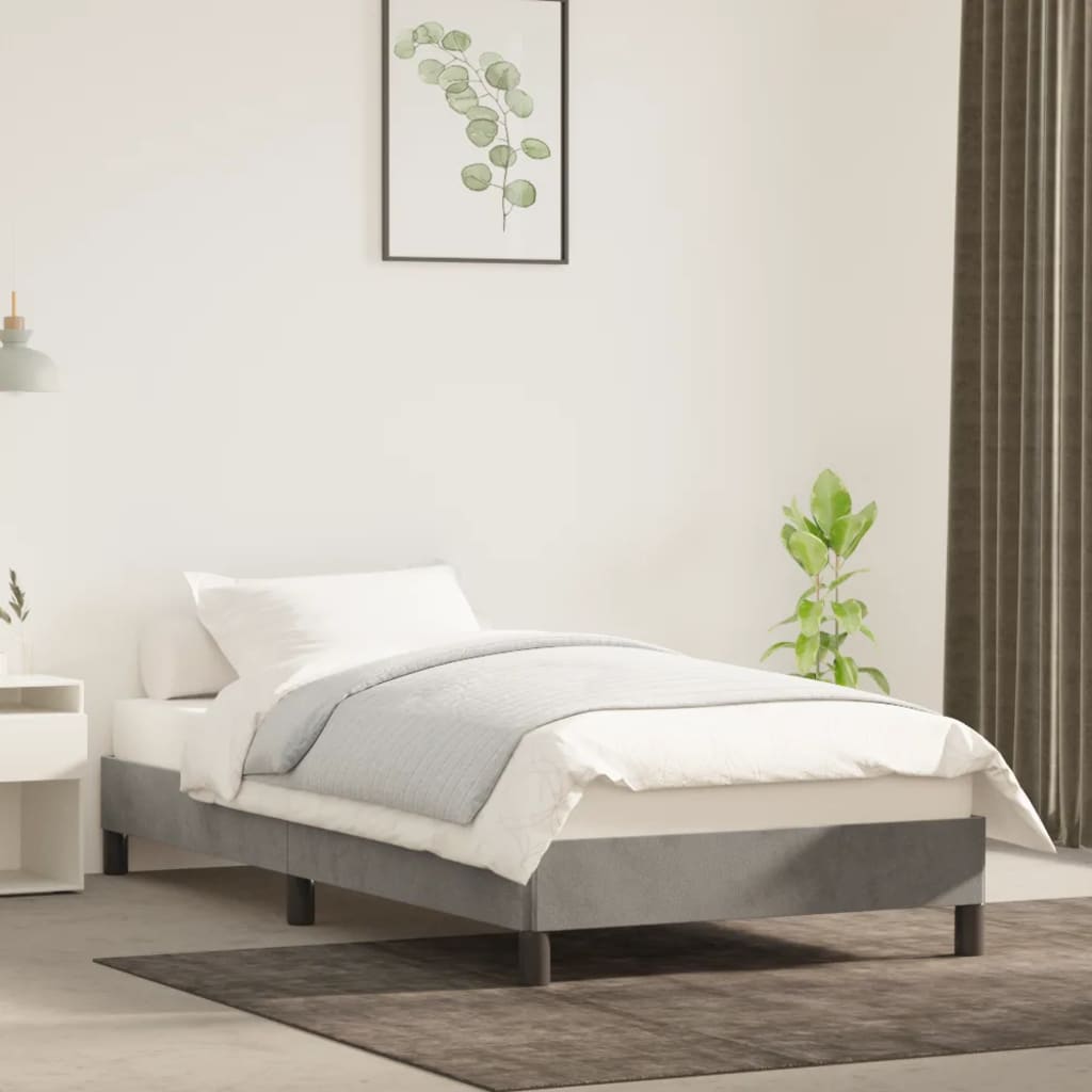 Bedframe zonder matras 100x200 cm fluweel lichtgrijs is nu te koop bij PeponiXL, paradijselijk wonen!