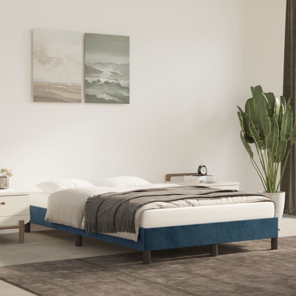 Bedframe zonder matras 120x200 cm fluweel donkerblauw is nu te koop bij PeponiXL, paradijselijk wonen!