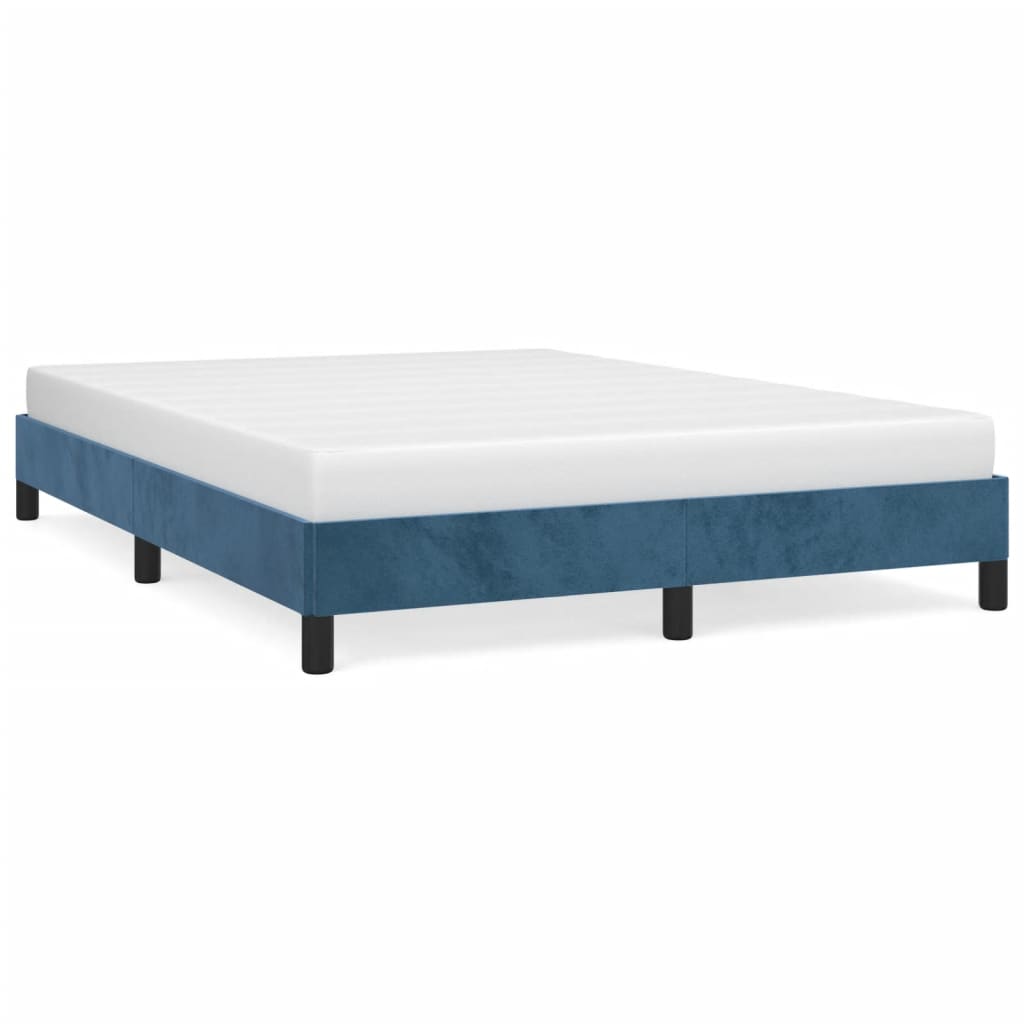 Bedframe zonder matras 140x190 cm fluweel donkerblauw is nu te koop bij PeponiXL, paradijselijk wonen!
