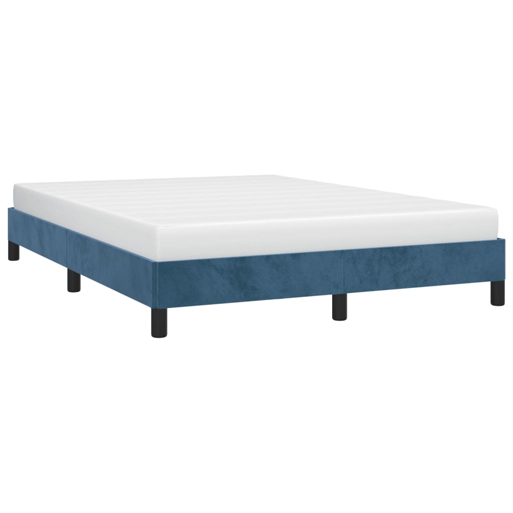 Bedframe zonder matras 140x190 cm fluweel donkerblauw is nu te koop bij PeponiXL, paradijselijk wonen!