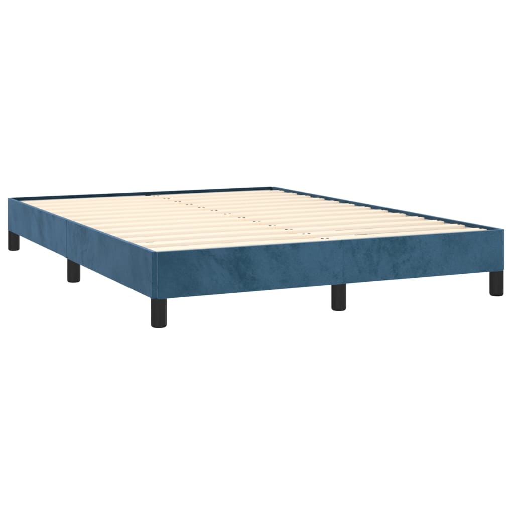 Bedframe zonder matras 140x190 cm fluweel donkerblauw is nu te koop bij PeponiXL, paradijselijk wonen!