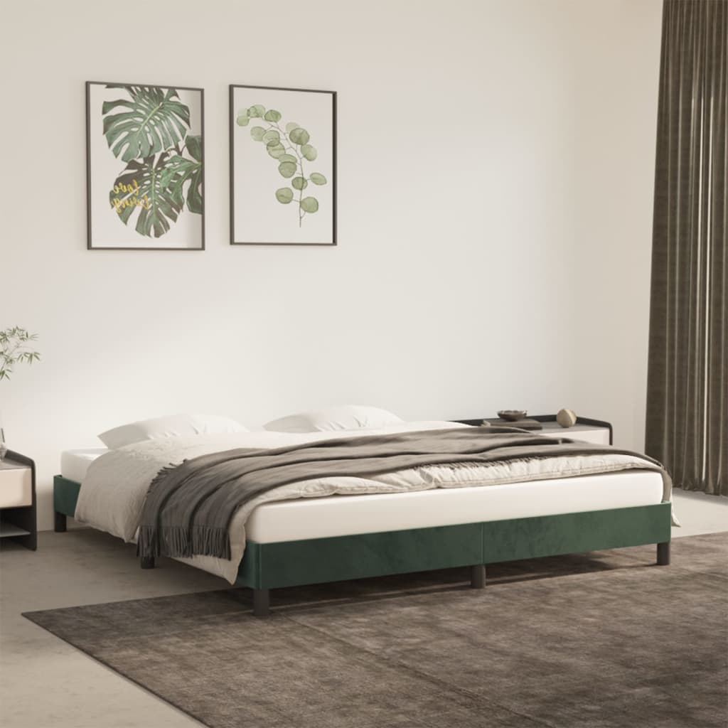 Bedframe zonder matras 160x200 cm fluweel donkergroen is nu te koop bij PeponiXL, paradijselijk wonen!