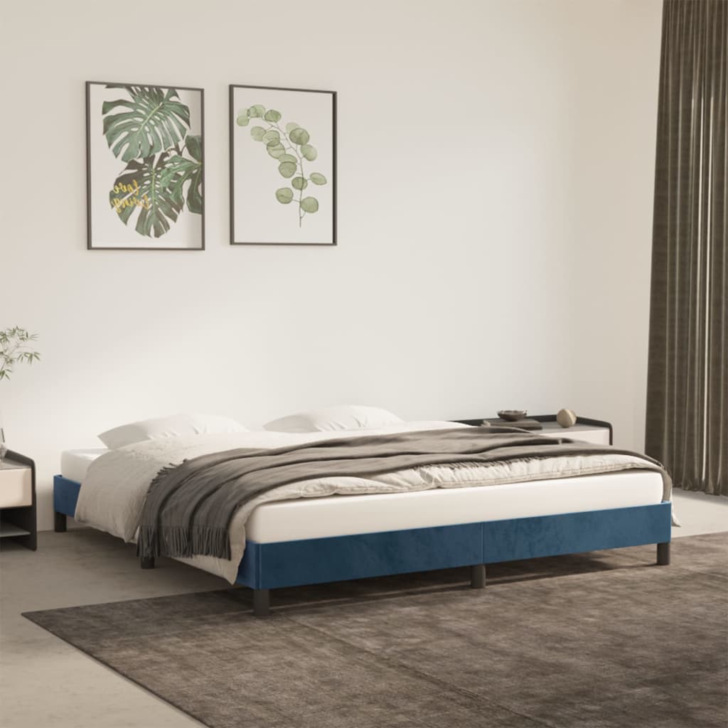 Bedframe zonder matras 160x200 cm fluweel donkerblauw is nu te koop bij PeponiXL, paradijselijk wonen!