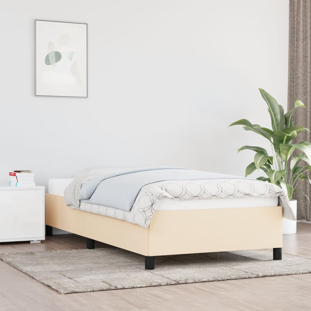 Bedframe zonder matras 90x190 cm stof crèmekleurig is nu te koop bij PeponiXL, paradijselijk wonen!