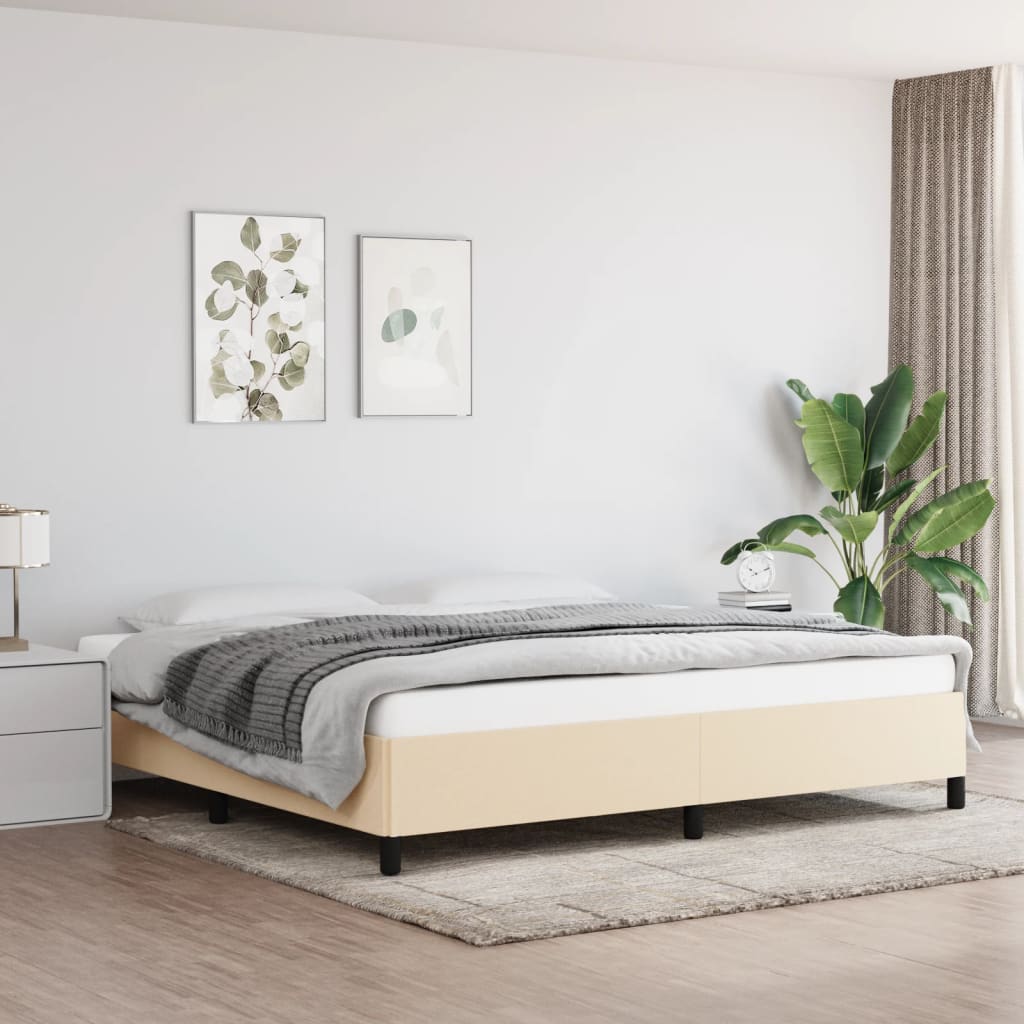 Bedframe zonder matras stof crèmekleurig 200x200 cm is nu te koop bij PeponiXL, paradijselijk wonen!