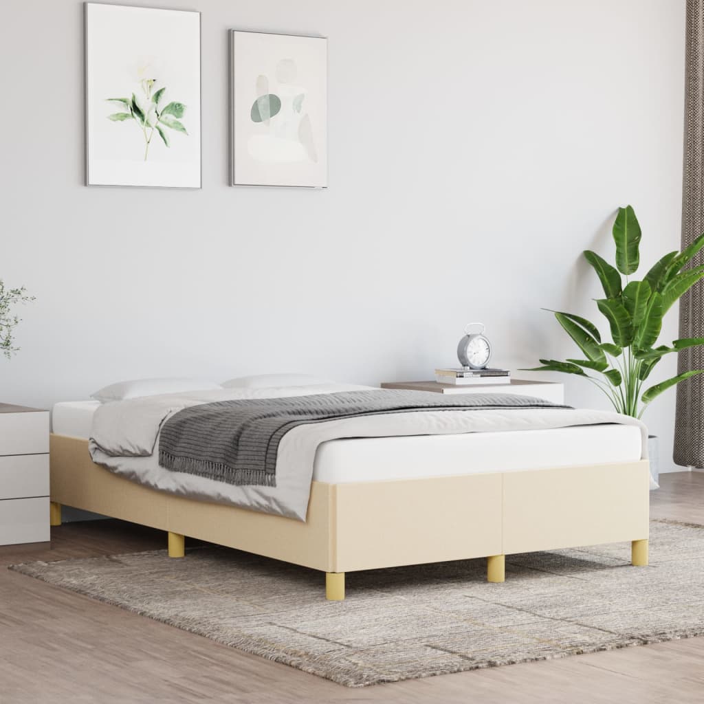 Bedframe zonder matras 120x200 cm stof crèmekleurig is nu te koop bij PeponiXL, paradijselijk wonen!