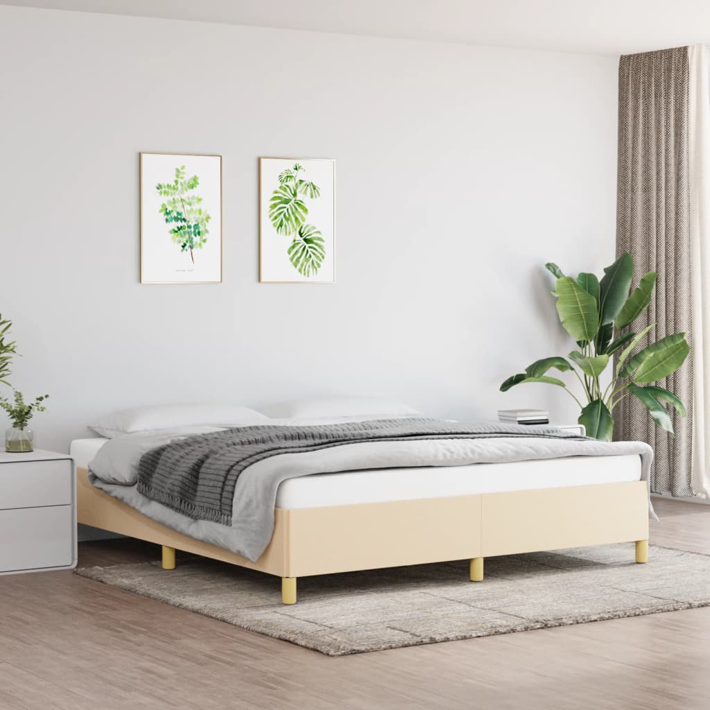 Bedframe zonder matras stof crèmekleurig 160x200 cm is nu te koop bij PeponiXL, paradijselijk wonen!