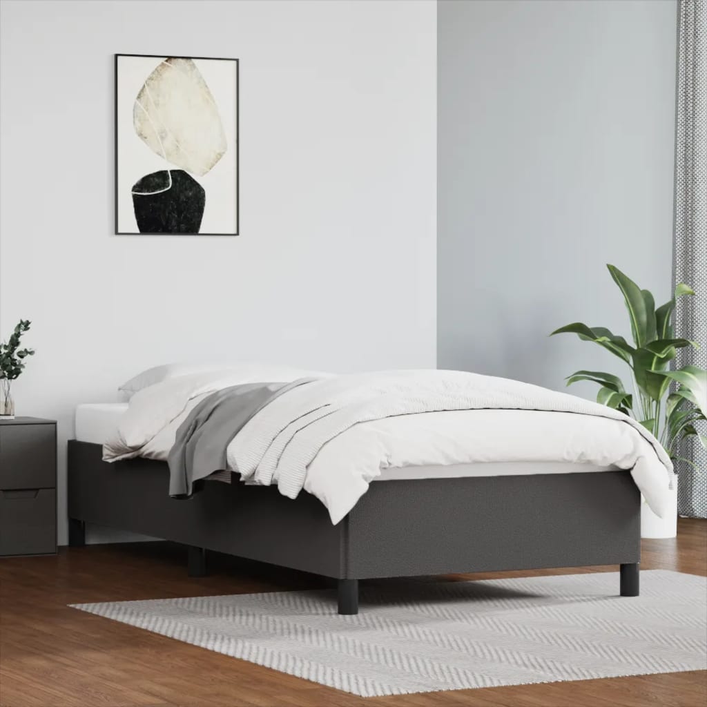 Bedframe kunstleer grijs 80x200 cm is nu te koop bij PeponiXL, paradijselijk wonen!