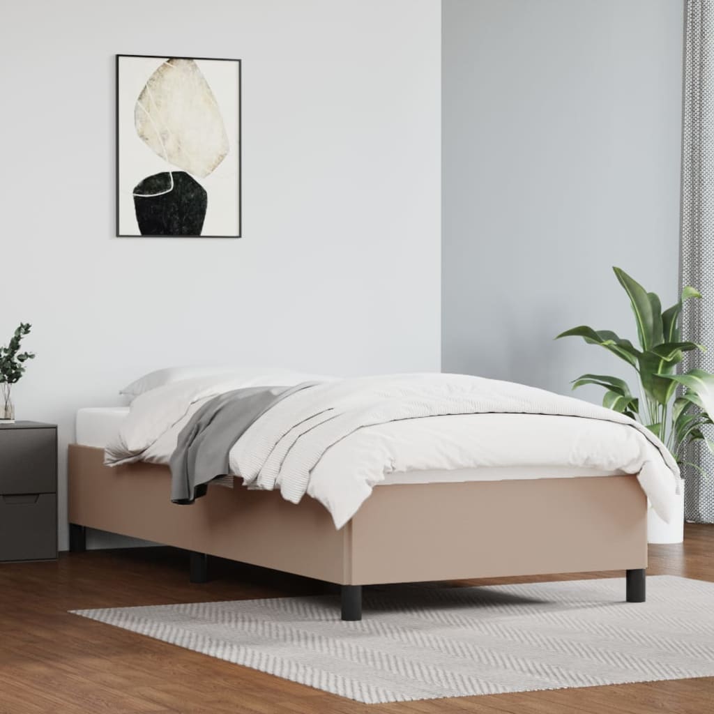 Bedframe kunstleer cappuccinokleurig 90x200 cm is nu te koop bij PeponiXL, paradijselijk wonen!