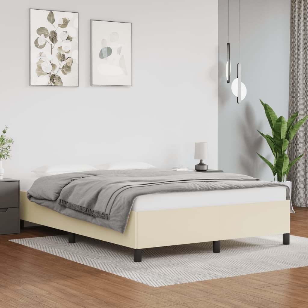 Bedframe kunstleer crèmekleurig 140x190 cm is nu te koop bij PeponiXL, paradijselijk wonen!