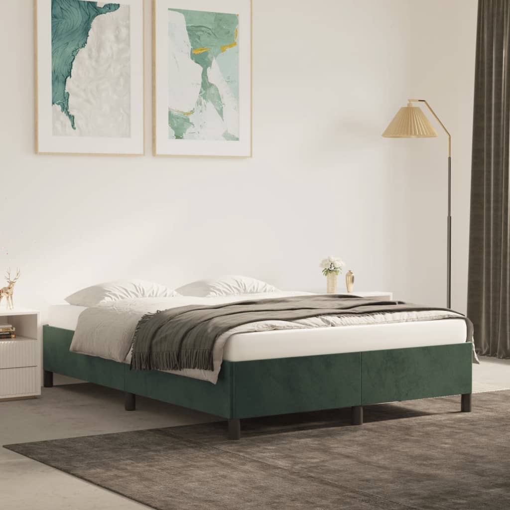 Bedframe zonder matras 140x200 cm fluweel donkergroen is nu te koop bij PeponiXL, paradijselijk wonen!