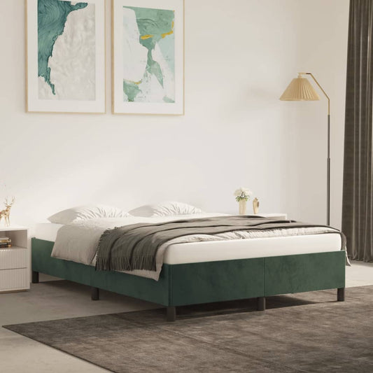 Bedframe zonder matras 140x200 cm fluweel donkergroen is nu te koop bij PeponiXL, paradijselijk wonen!