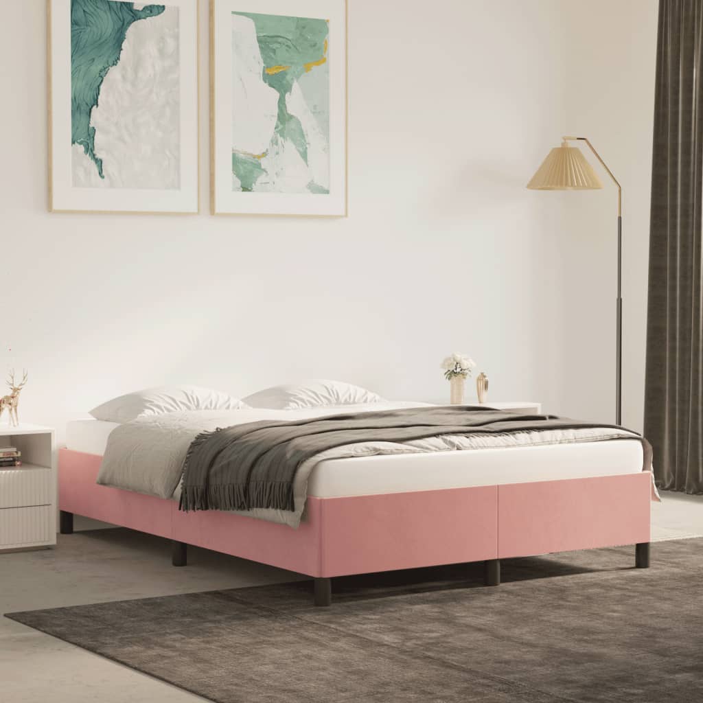 Bedframe fluweel roze 140x200 cm is nu te koop bij PeponiXL, paradijselijk wonen!