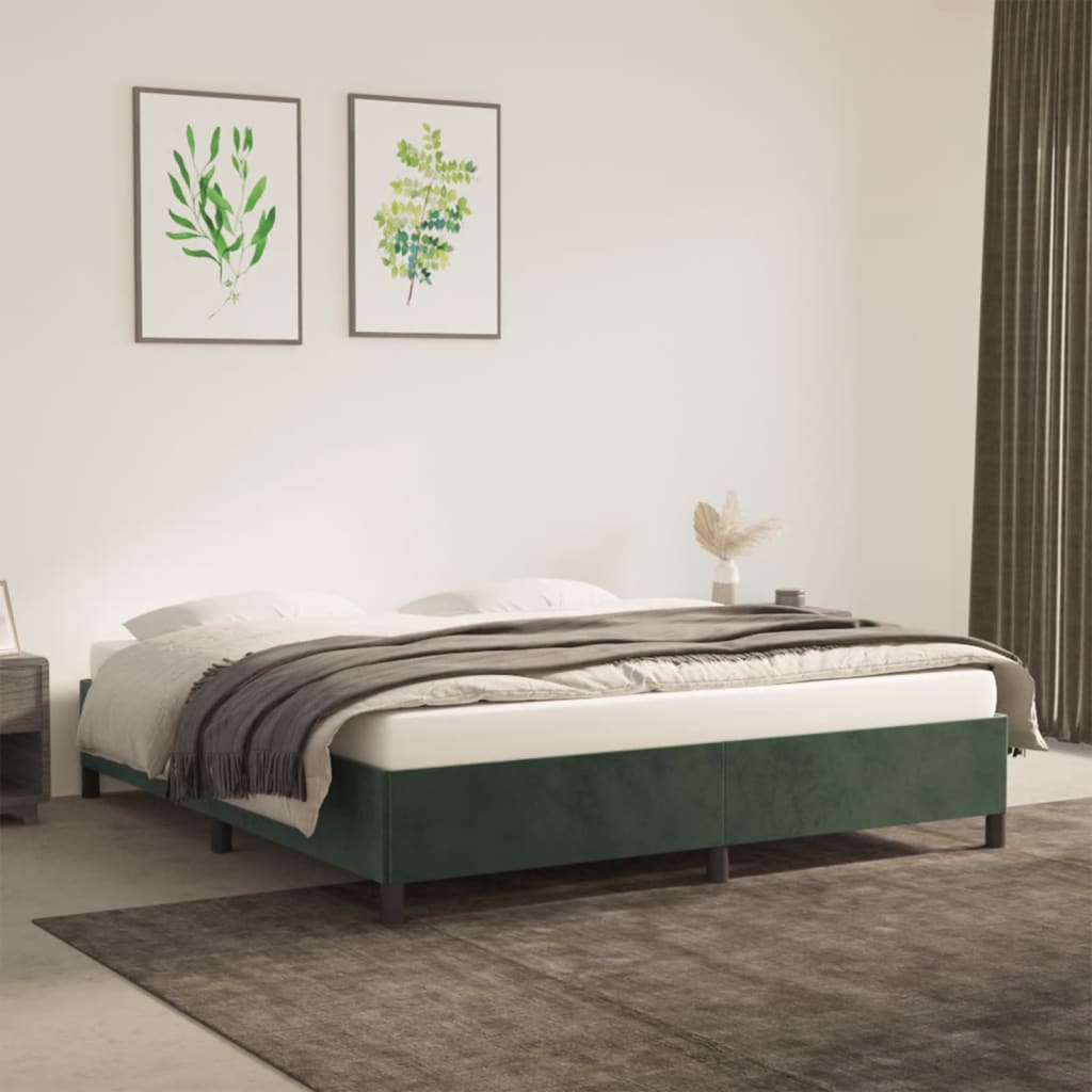 Bedframe zonder matras 160x200 cm fluweel donkergroen is nu te koop bij PeponiXL, paradijselijk wonen!