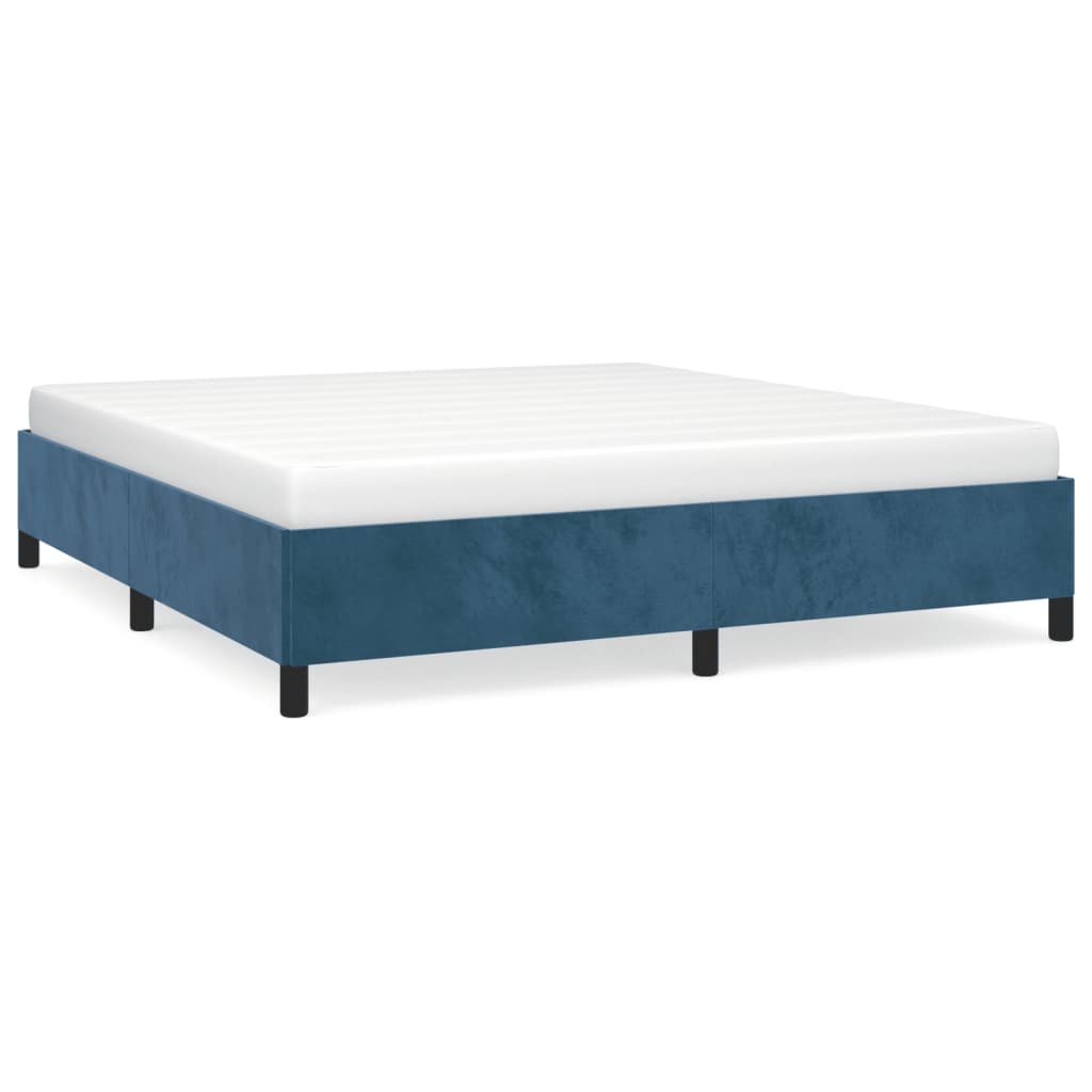 Bedframe zonder matras 160x200 cm fluweel donkerblauw is nu te koop bij PeponiXL, paradijselijk wonen!