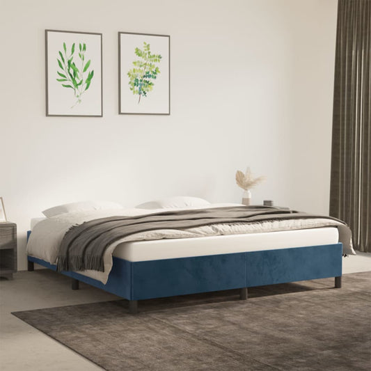 Bedframe zonder matras 160x200 cm fluweel donkerblauw is nu te koop bij PeponiXL, paradijselijk wonen!