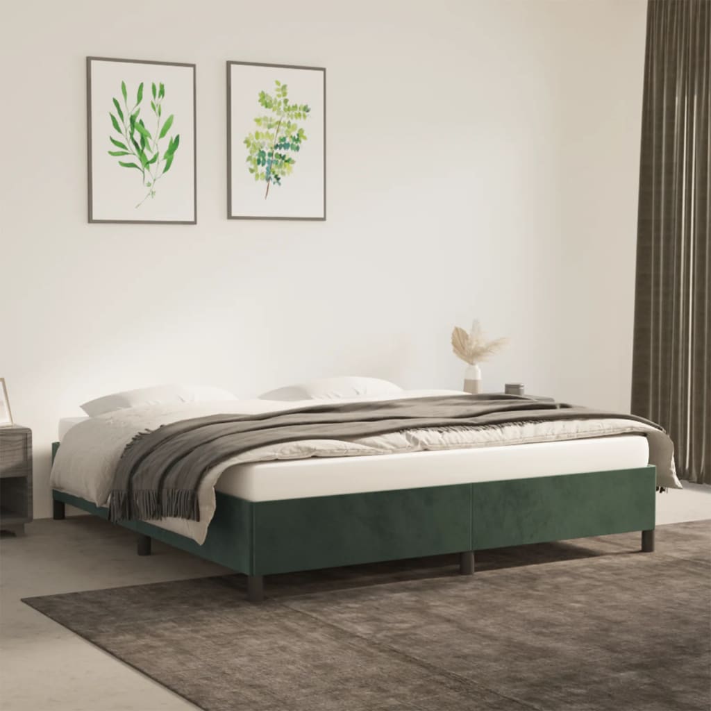 Bedframe zonder matras 180x200 cm fluweel donkergroen is nu te koop bij PeponiXL, paradijselijk wonen!