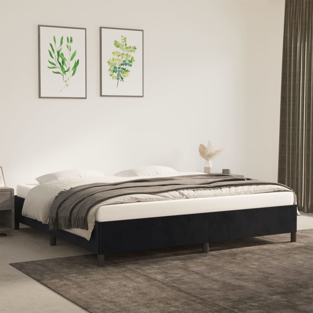 Bedframe zonder matras 200x200 cm fluweel zwart is nu te koop bij PeponiXL, paradijselijk wonen!