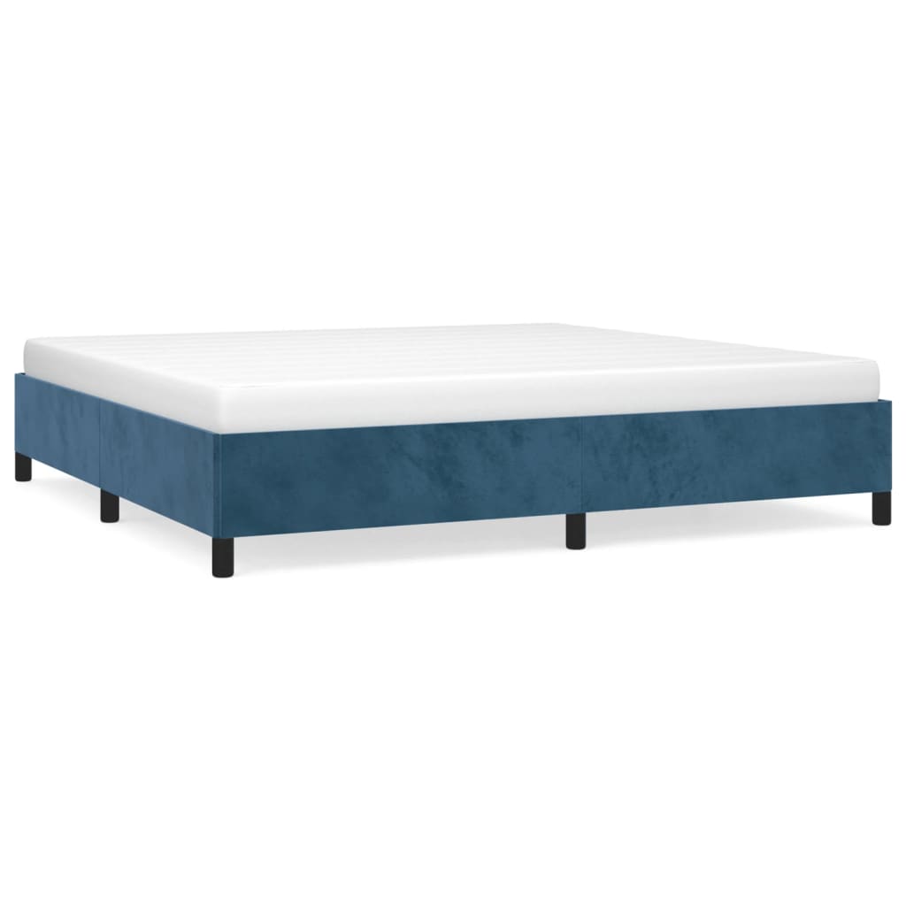 Bedframe zonder matras 200x200 cm fluweel donkerblauw is nu te koop bij PeponiXL, paradijselijk wonen!