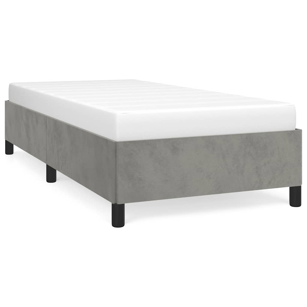 Bedframe zonder matras lichtgrijs 100x190 cm Tweepersoons fluweel is nu te koop bij PeponiXL, paradijselijk wonen!