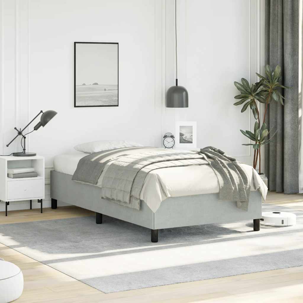 Bedframe zonder matras lichtgrijs 100x190 cm Tweepersoons fluweel is nu te koop bij PeponiXL, paradijselijk wonen!