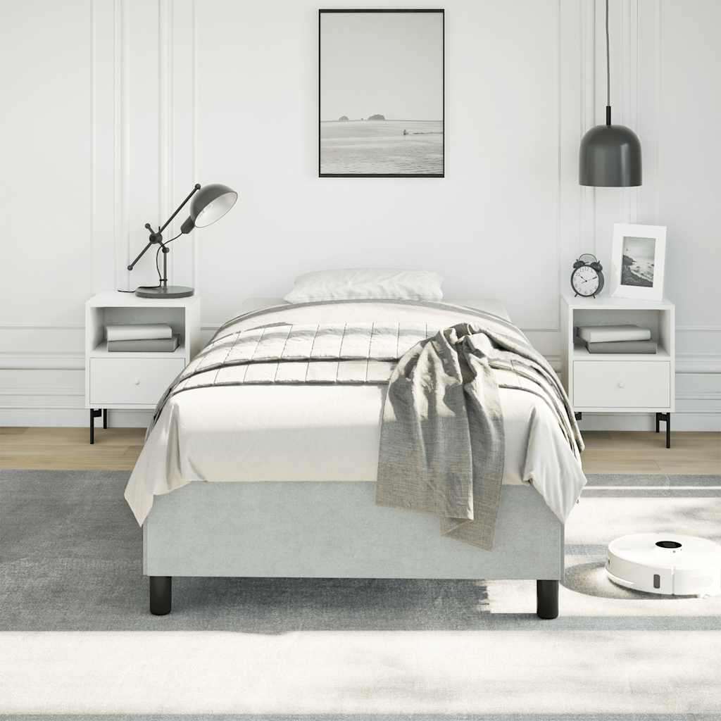 Bedframe zonder matras lichtgrijs 100x203 cm Twin XL fluweel is nu te koop bij PeponiXL, paradijselijk wonen!