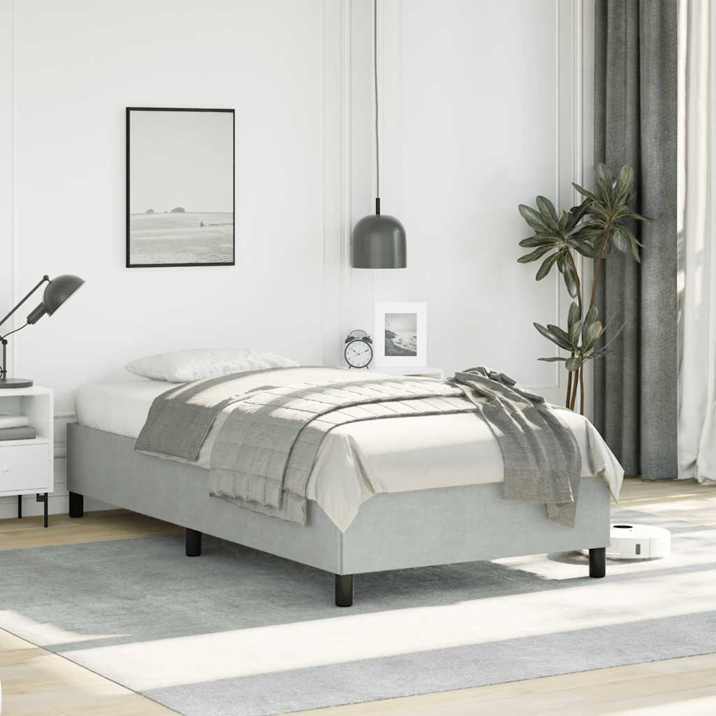 Bedframe zonder matras lichtgrijs 100x203 cm Twin XL fluweel is nu te koop bij PeponiXL, paradijselijk wonen!