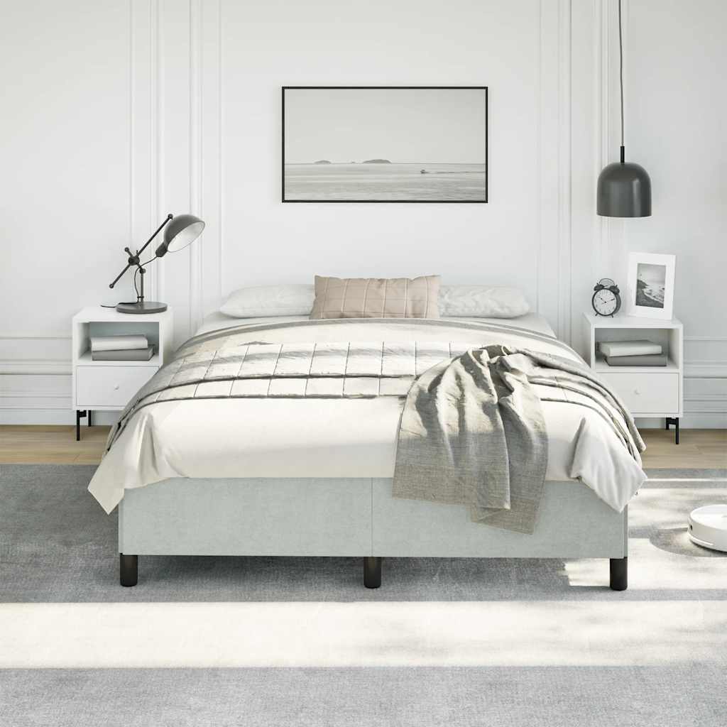 Bedframe zonder matras lichtgrijs 152x203 cm Queen fluweel is nu te koop bij PeponiXL, paradijselijk wonen!