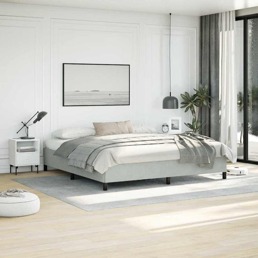 Bedframe zonder matras lichtgrijs 193x203 cm kingsize fluweel is nu te koop bij PeponiXL, paradijselijk wonen!