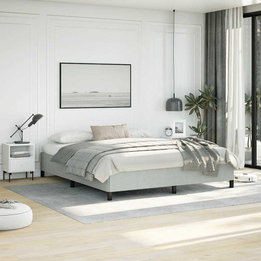 Bedframe zonder matras lichtgrijs California King fluweel is nu te koop bij PeponiXL, paradijselijk wonen!