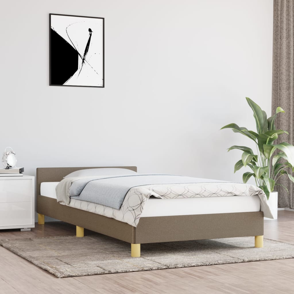 Bedframe met hoofdeinde zonder matras 80x200 cm stof taupe is nu te koop bij PeponiXL, paradijselijk wonen!