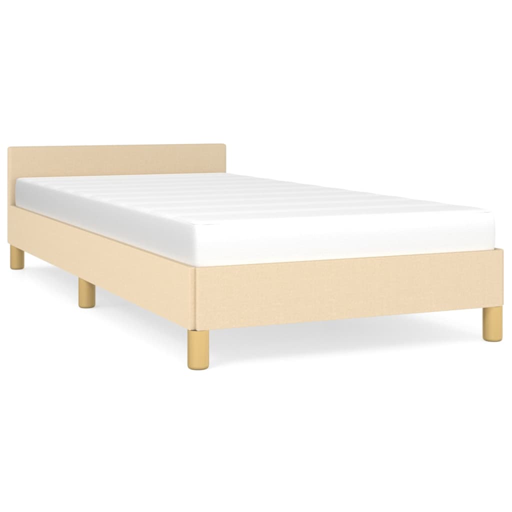 Bedframe met hoofdeinde zonder matras 80x200 cm stof crème is nu te koop bij PeponiXL, paradijselijk wonen!