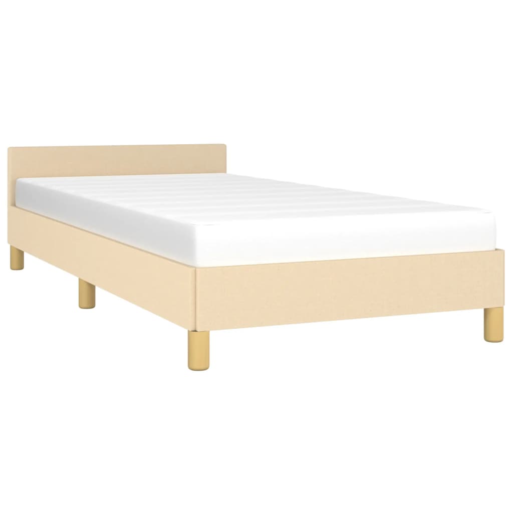 Bedframe met hoofdeinde zonder matras 80x200 cm stof crème is nu te koop bij PeponiXL, paradijselijk wonen!