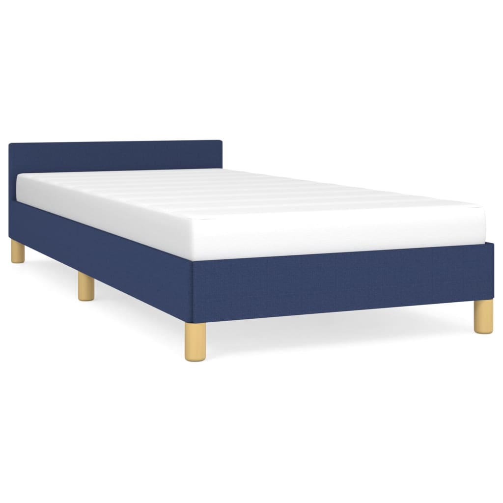Bedframe met hoofdeinde zonder matras 80x200 cm stof blauw is nu te koop bij PeponiXL, paradijselijk wonen!