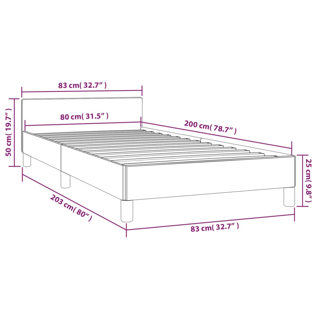 Bedframe met hoofdeinde zonder matras 80x200 cm stof blauw is nu te koop bij PeponiXL, paradijselijk wonen!
