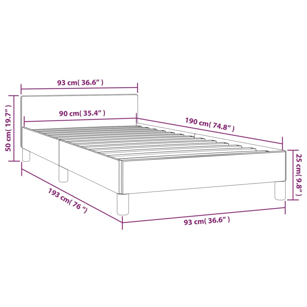 Bedframe met hoofdeinde zonder matras 90x190 cm stof taupe is nu te koop bij PeponiXL, paradijselijk wonen!