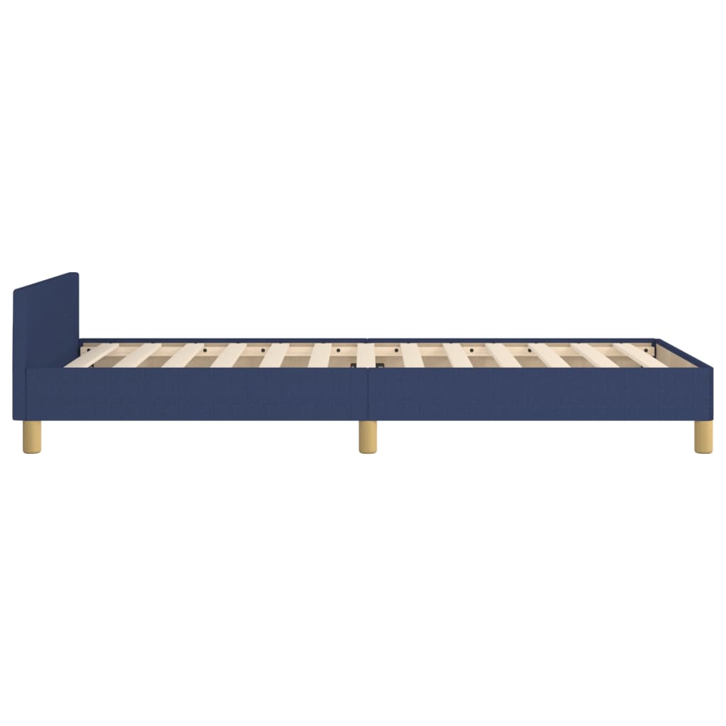 Bedframe met hoofdeinde zonder matras 90x200 cm stof blauw is nu te koop bij PeponiXL, paradijselijk wonen!