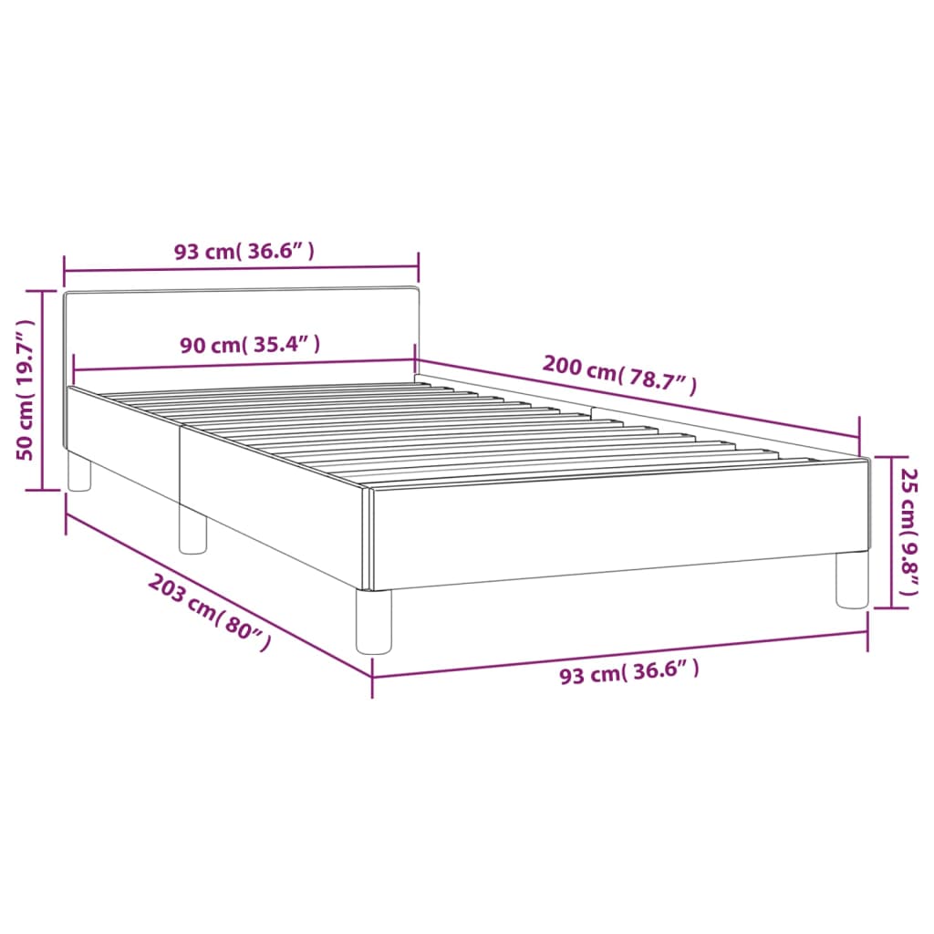 Bedframe met hoofdeinde zonder matras 90x200 cm stof blauw is nu te koop bij PeponiXL, paradijselijk wonen!